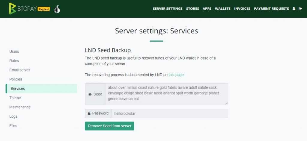 LND Seed Backup example LND Seed Backup example