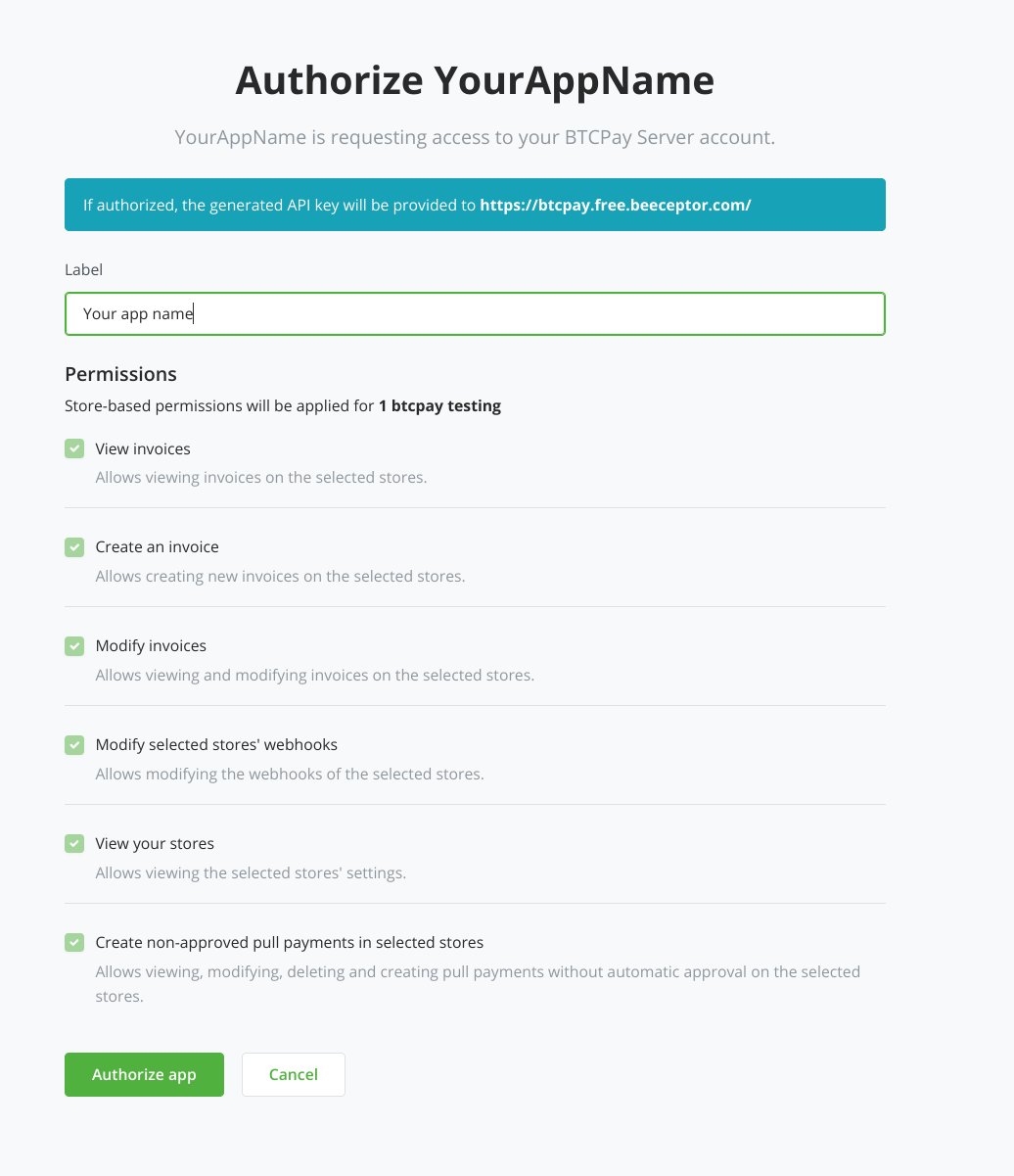 Authorize App, API key generation Authorize App, API key generation