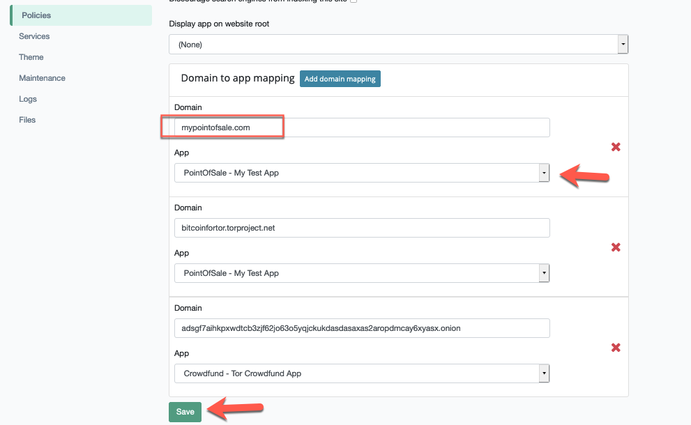 App domain mapping App domain mapping