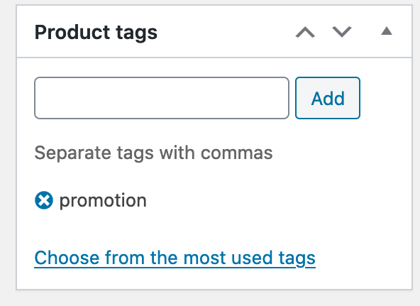 Product edit screen promotion tag set Product edit screen promotion tag set